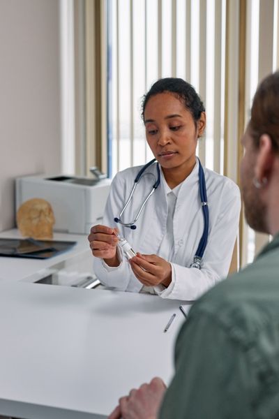 Doctor reviewing a medication with a patient