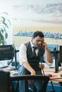 Man Talking on the Telephone