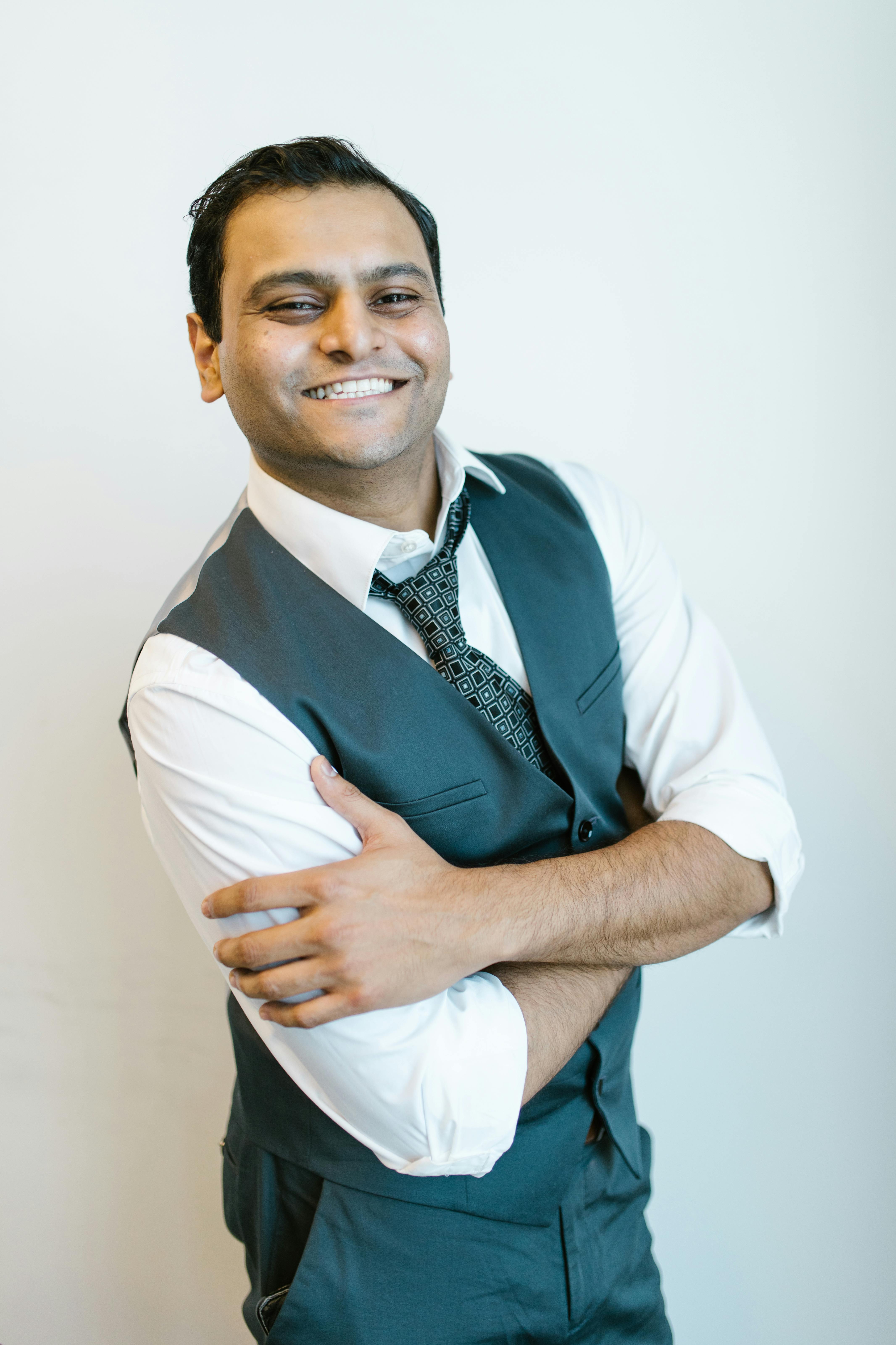 Man in White Dress Shirt and Black Necktie