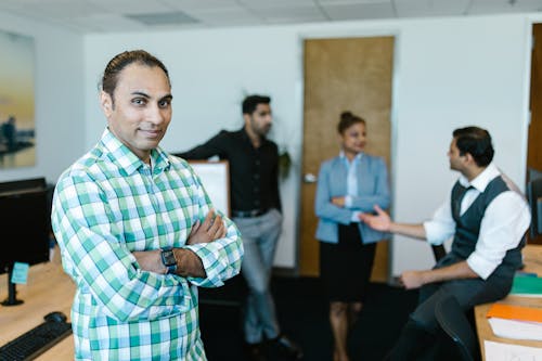 Man Wearing Plaid Dress Shirt Standing