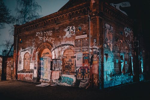 Free Vandalism on Abandoned Building Walls Stock Photo