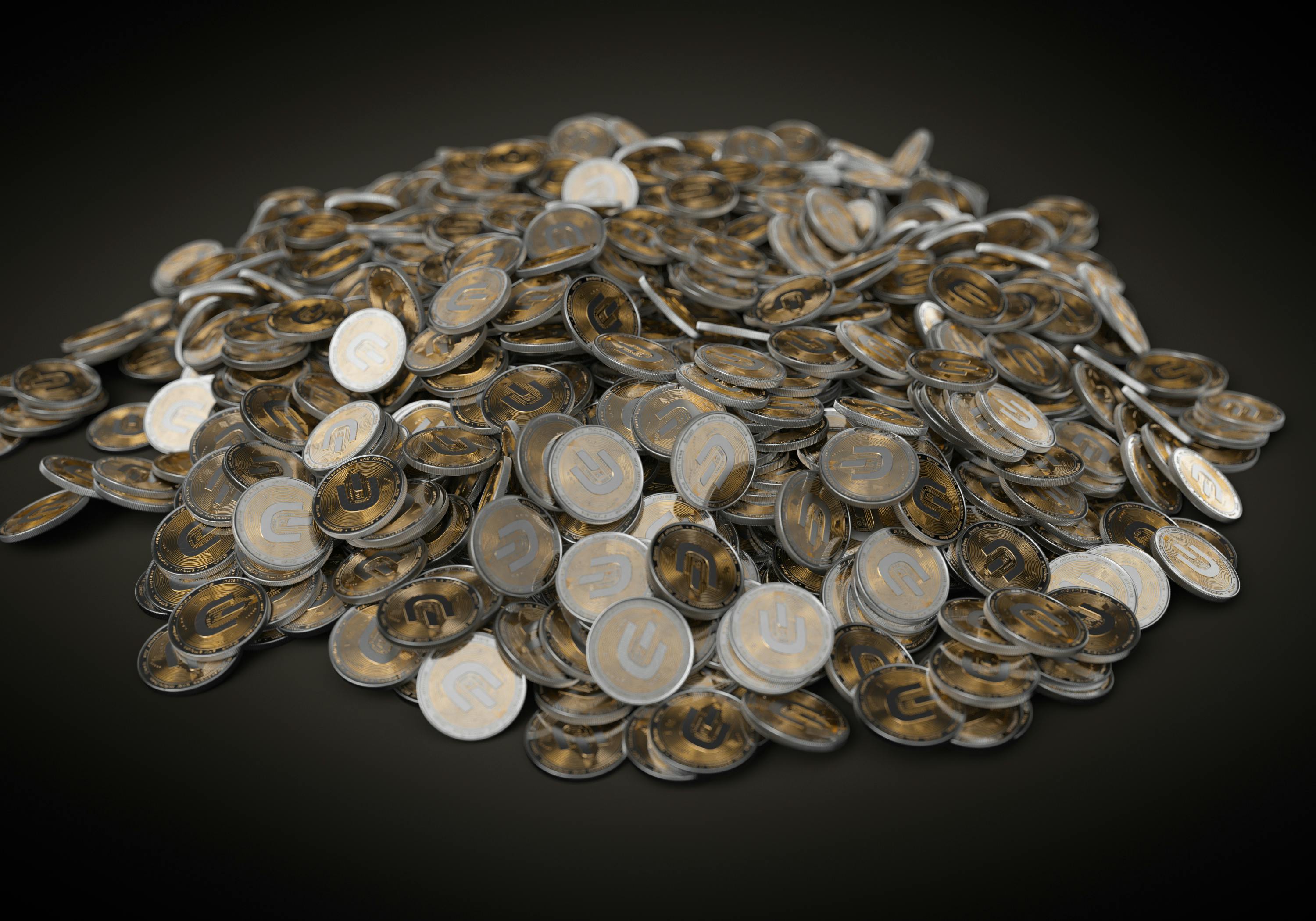 a pile silver and gold round coins