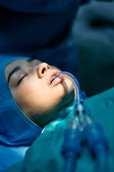 Close-up of a woman in surgery in a hospital operating room.