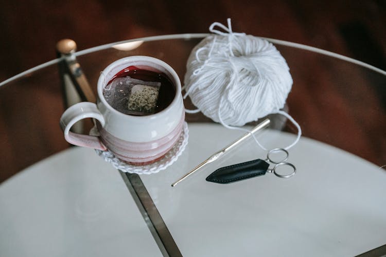 A Cup Of Tea On A Handmade Coaster 