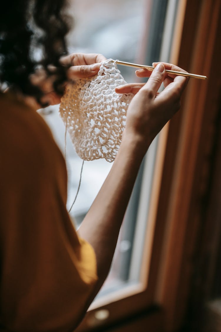 Close Up Woman Crocheting