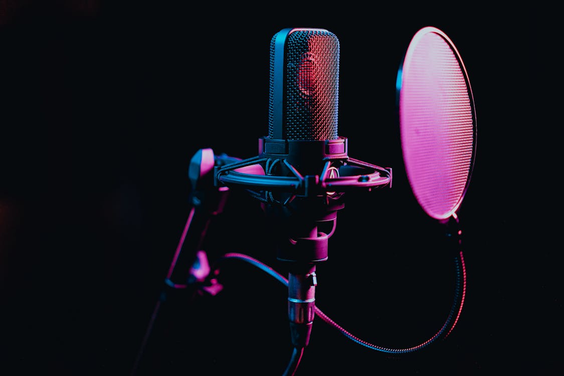 Free Black Microphone on a Stand Stock Photo