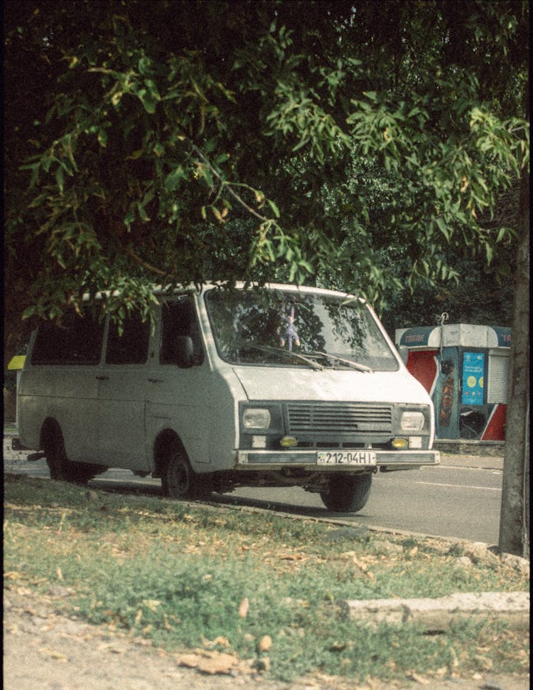 Retro Microbus Parked On Street