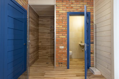 Modern Bathroom Interior with a Shower Cabin
