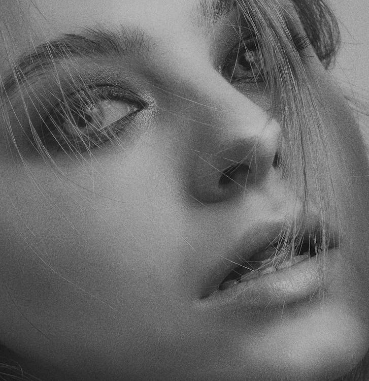 Grayscale Photo of Woman's Face · Free Stock Photo
