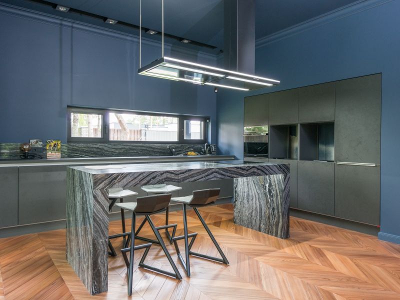 Contemporary kitchen with stone island