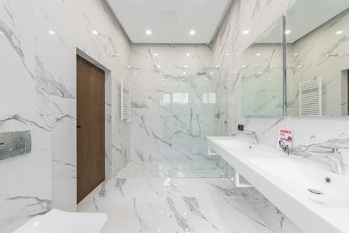 Marble Walls Inside a Bathroom