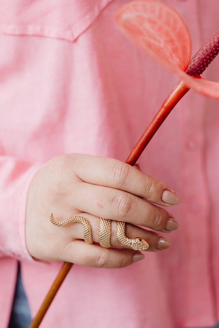 Close-up Of Woman With Ring On Finger