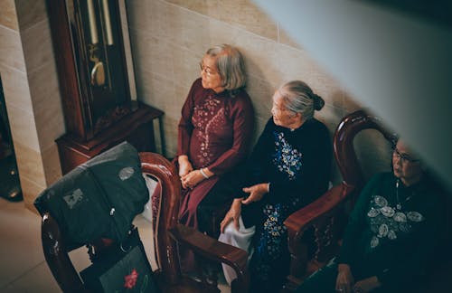 Free Photography of Three Old Women Sitting on Chair Stock Photo
