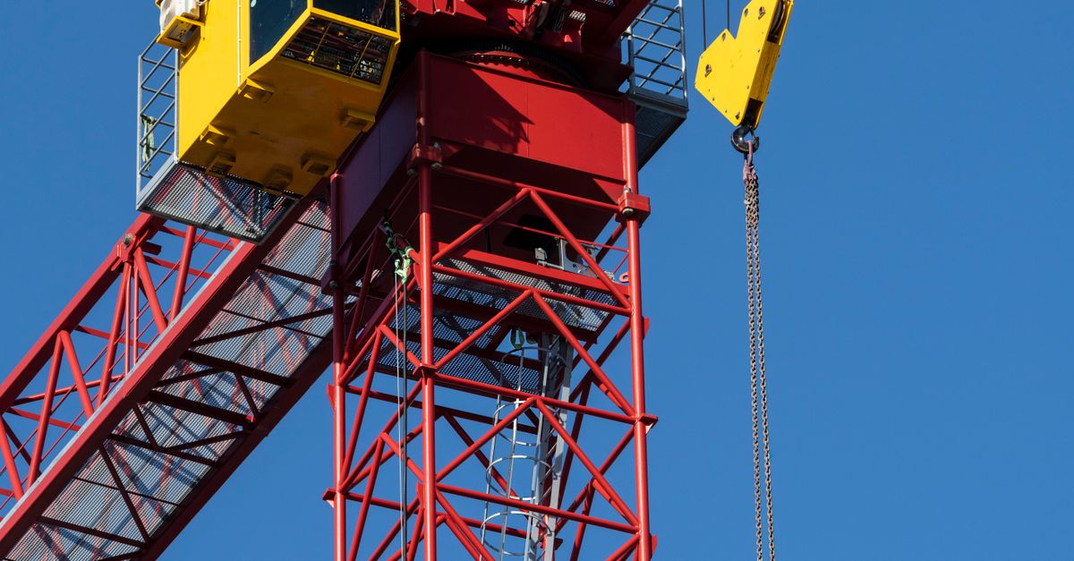 Red Crane Machine Red Crane in Front of Blue Sky · Free Stock Photo