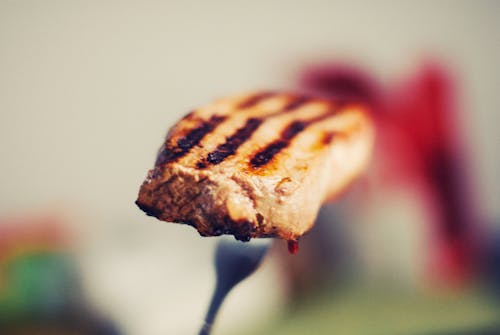 Free Grilled Meat on Silver-colored Fork Stock Photo