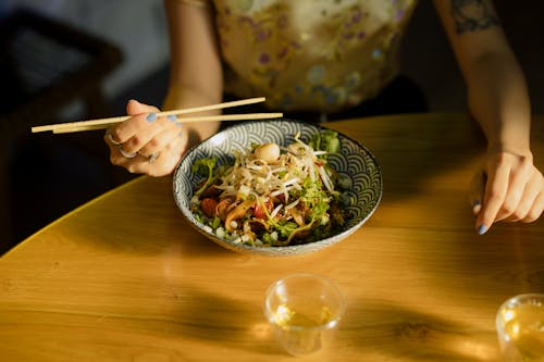 Free Person Eating Noodles Stock Photo