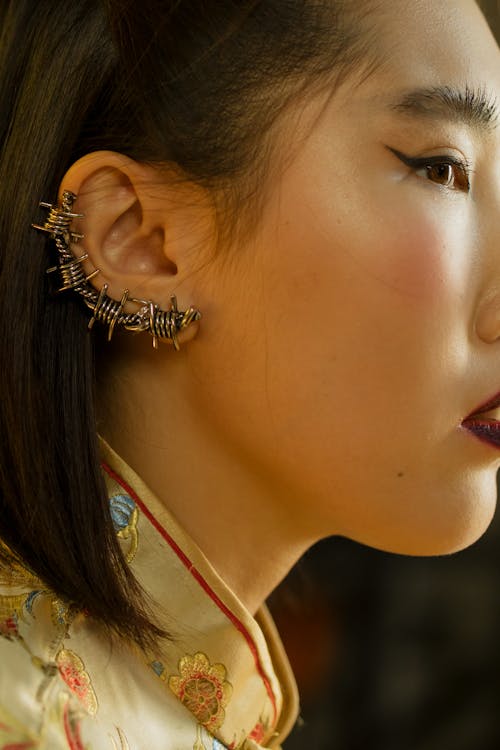 Woman with Fashionable Earrings