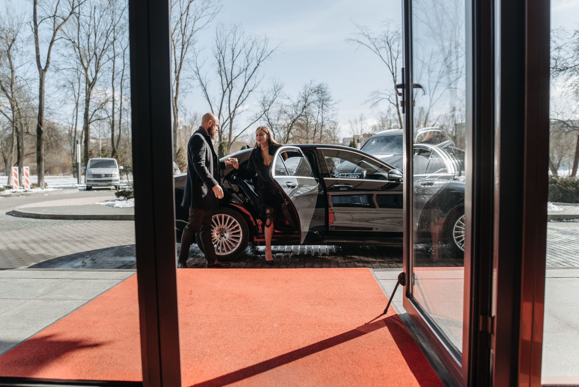 Luxury exotic car arriving at prom night event in Los Angeles