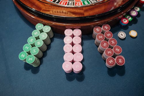 Free Gambling Chips in a Game of Roulette Stock Photo
