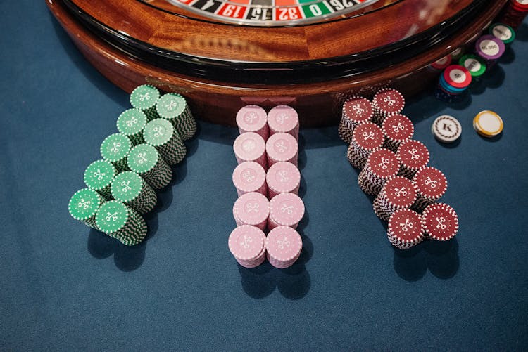 Gambling Chips In A Game Of Roulette