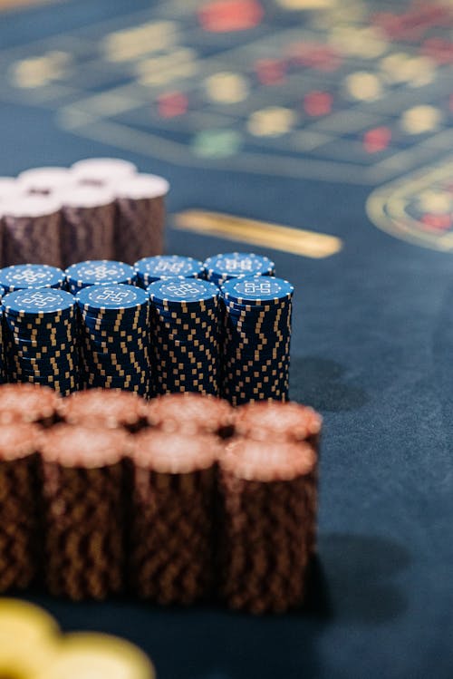Free Stacks of Chips in a Game of Roulette Stock Photo