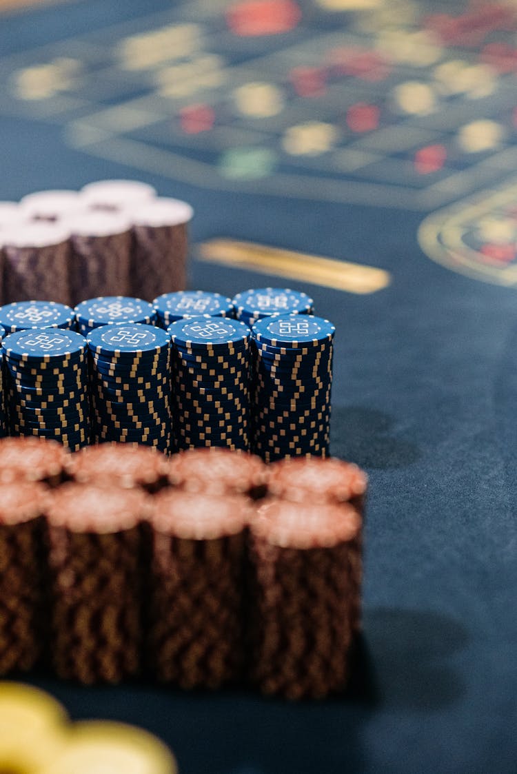 Stacks Of Chips In A Game Of Roulette