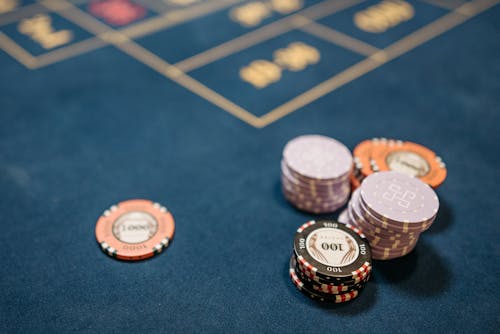 Free Poker Chips on the Table Stock Photo