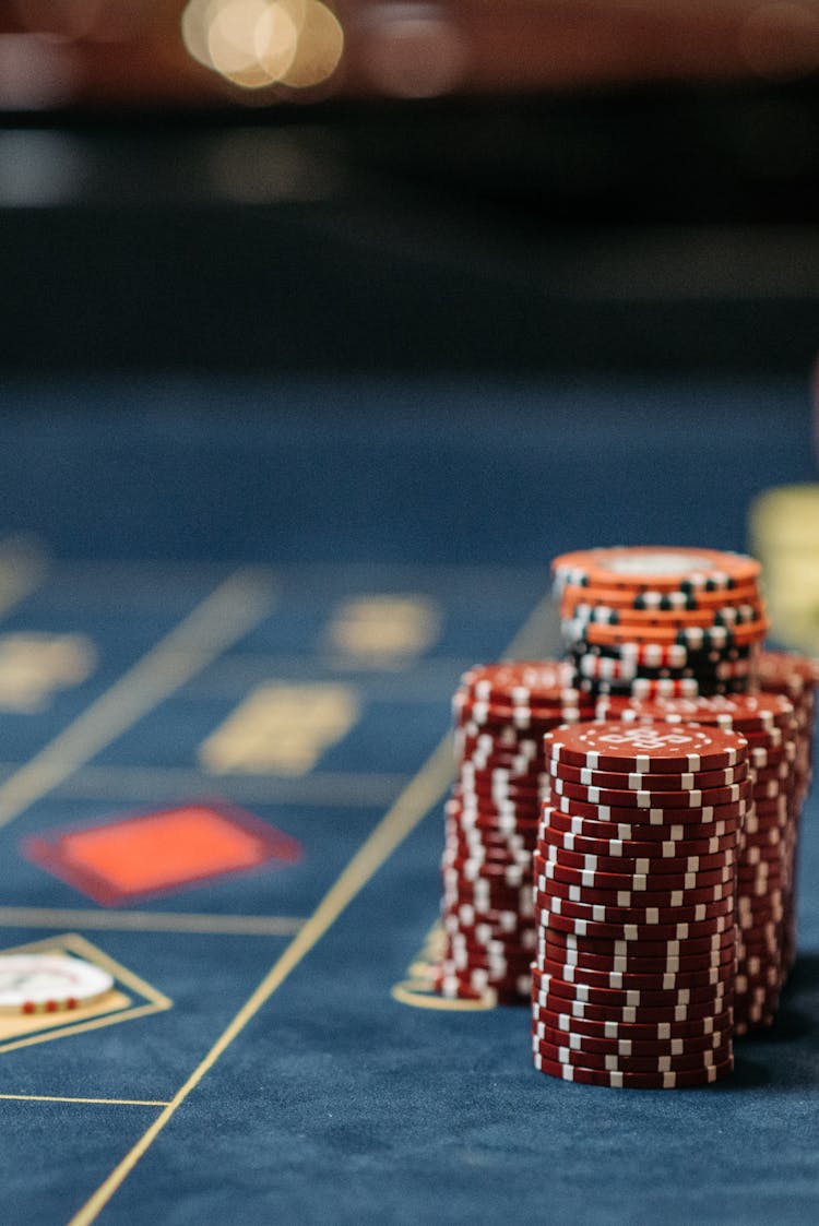 Stacks Of Poker Chips On The Table