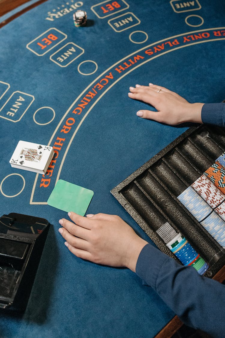 Playing Cards On Baccarat Table 