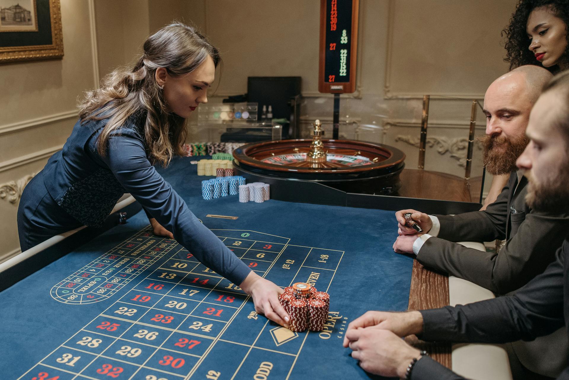 Men Playing Roulette in Casino