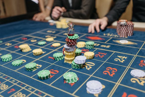 Stacks of Casino Chips on Gaming Table