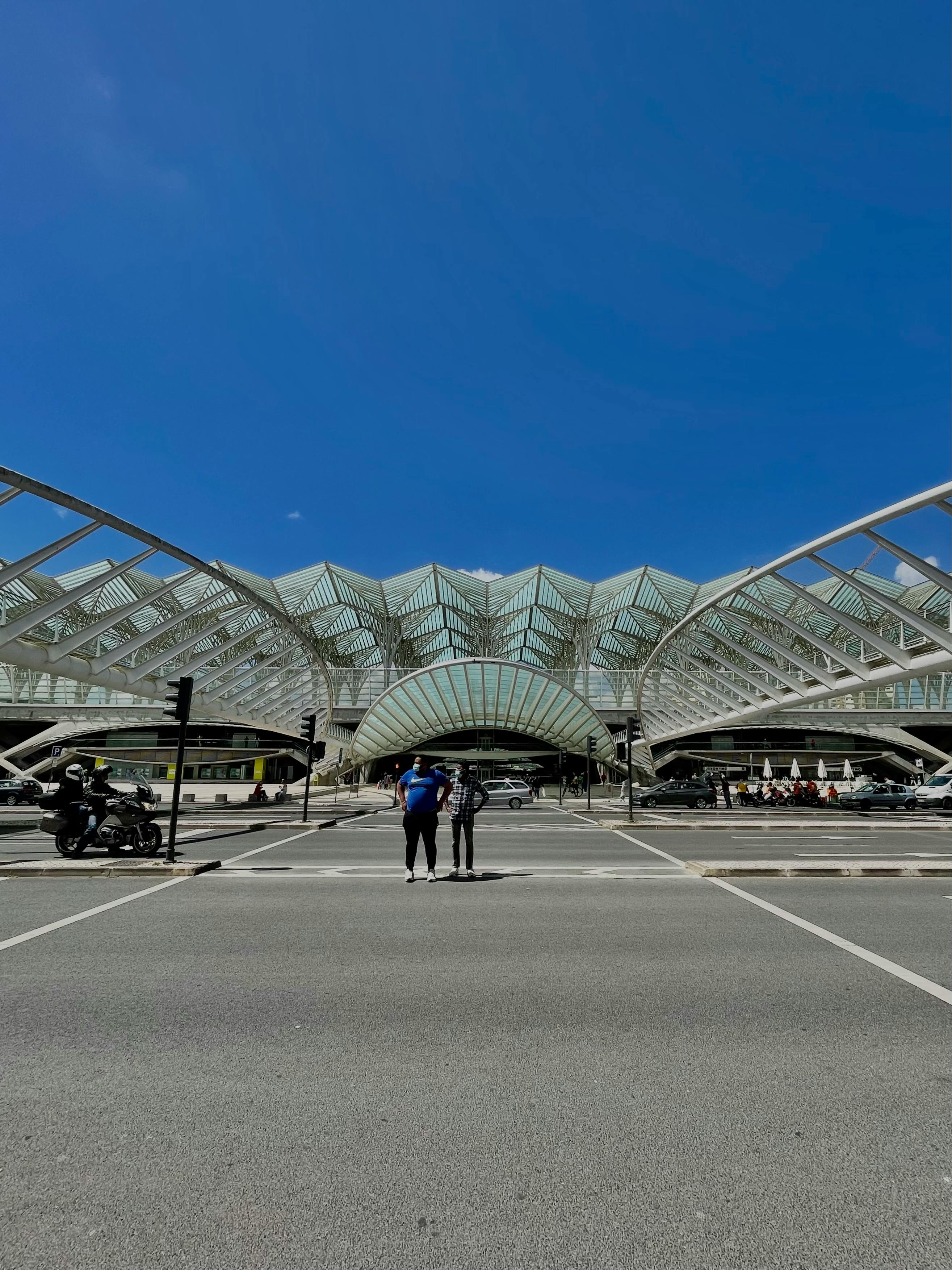 Free People Standing in Front of the Lisboa Oriente Train Station  Stock Photo