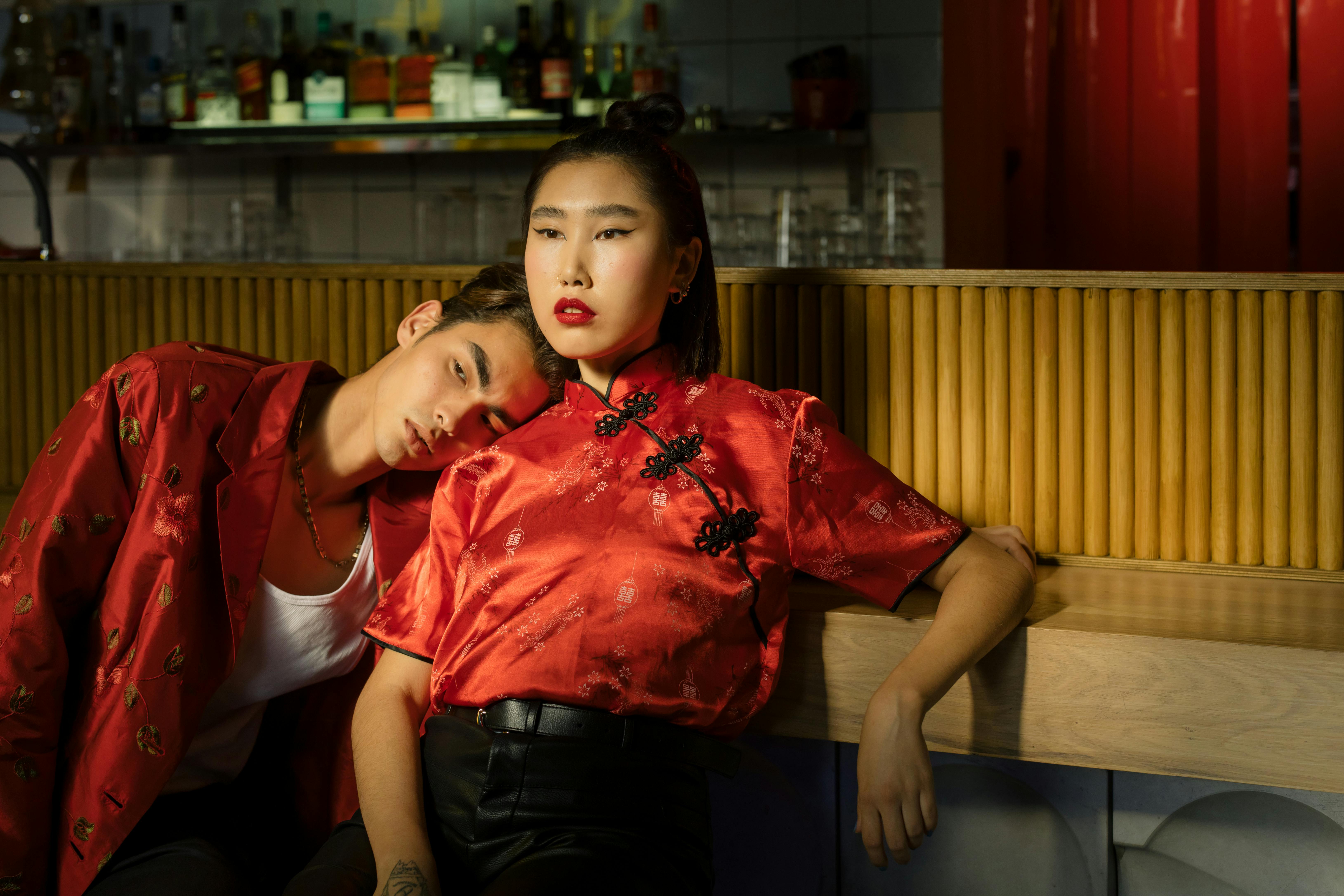 couple wearing traditional chinese clothes