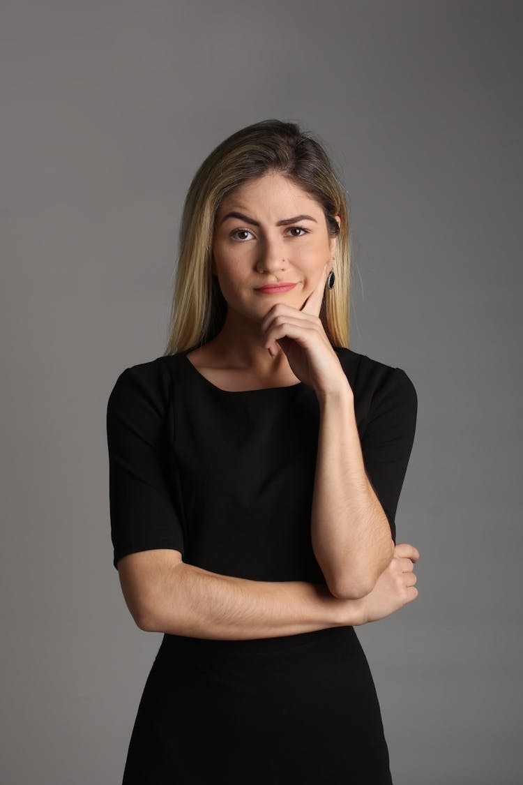 Irritated Woman In Black Dress 