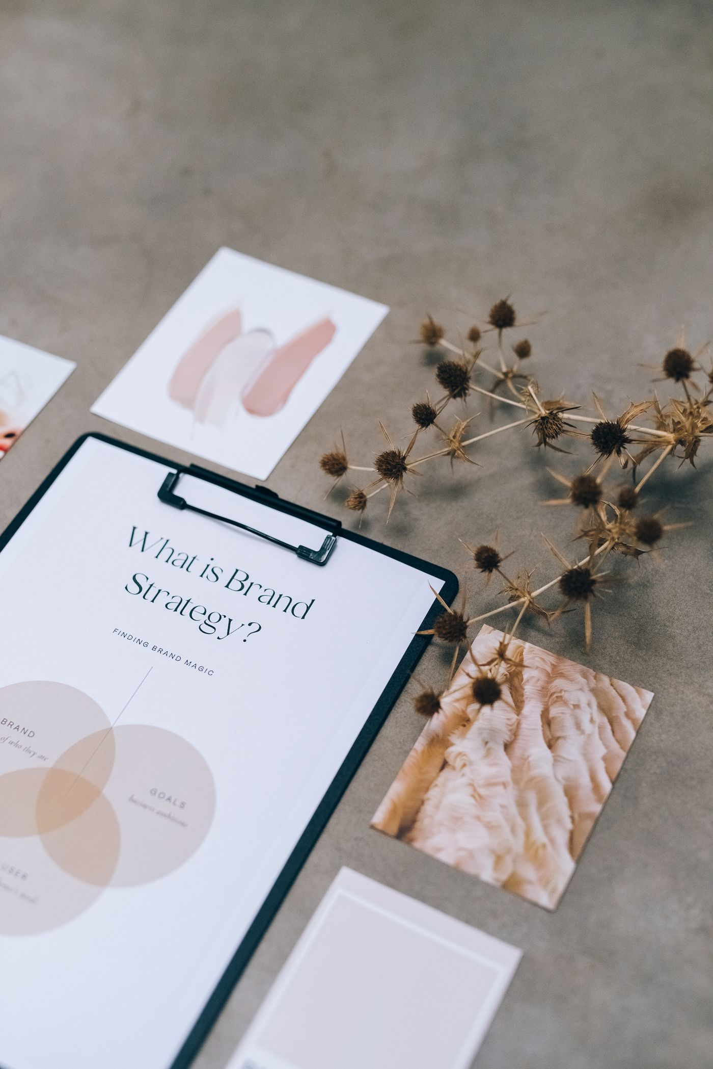 Brand strategy board flat lay