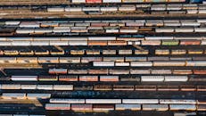 Man modern metal transport container in daylight