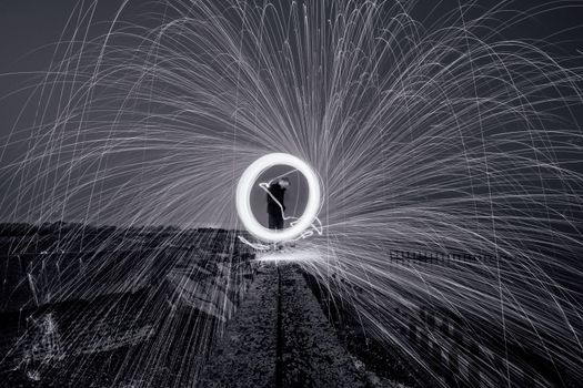 Time Lapse Photography of a Man Standing on Seawall