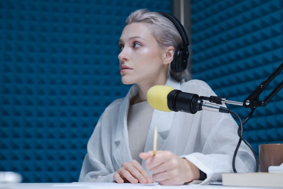 Person listening to podcast content