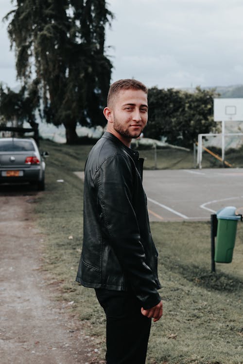 A Man in Black Leather Jacket