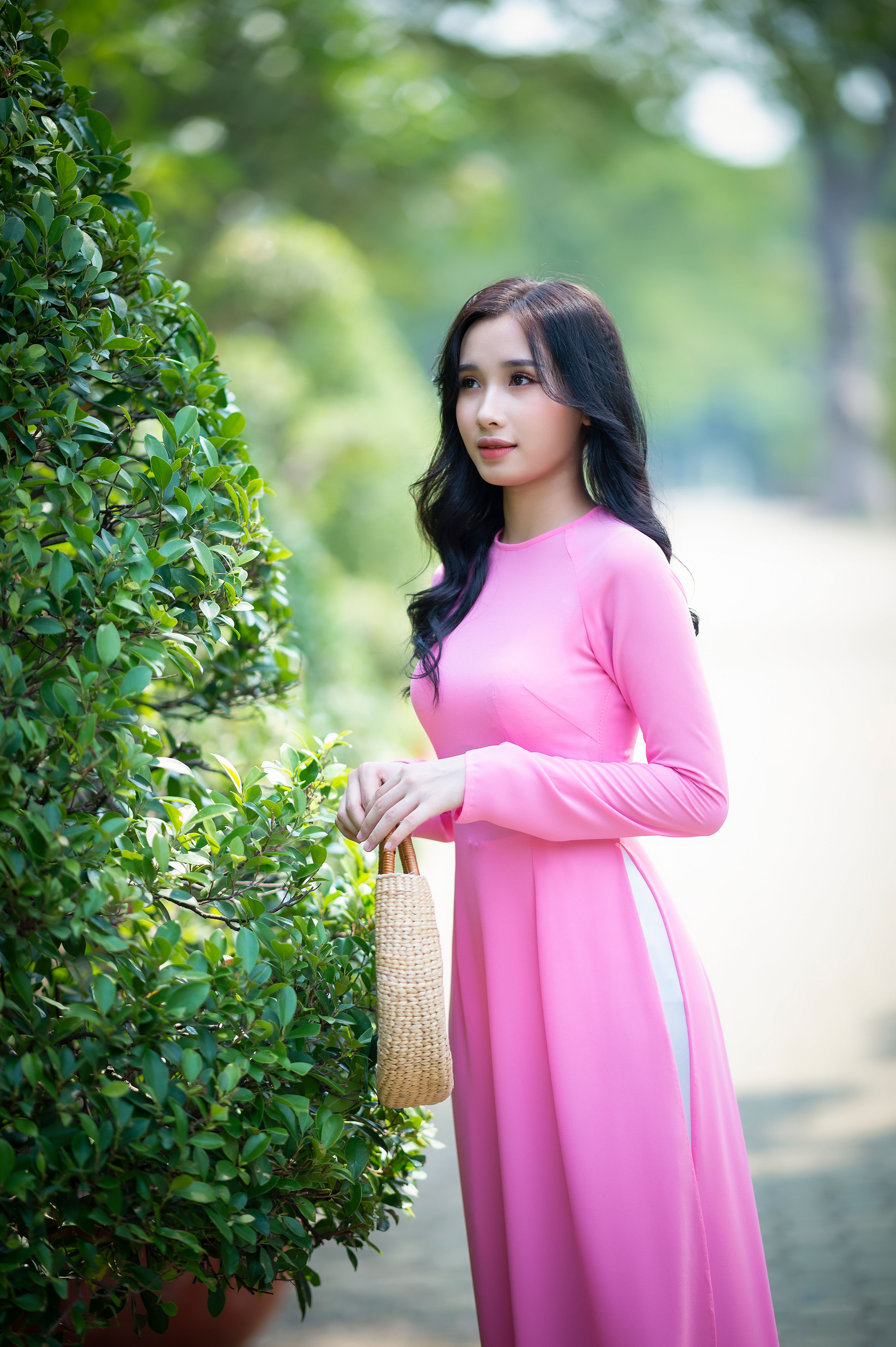 Portrait of a Woman in a Pink Dress · Free Stock Photo
