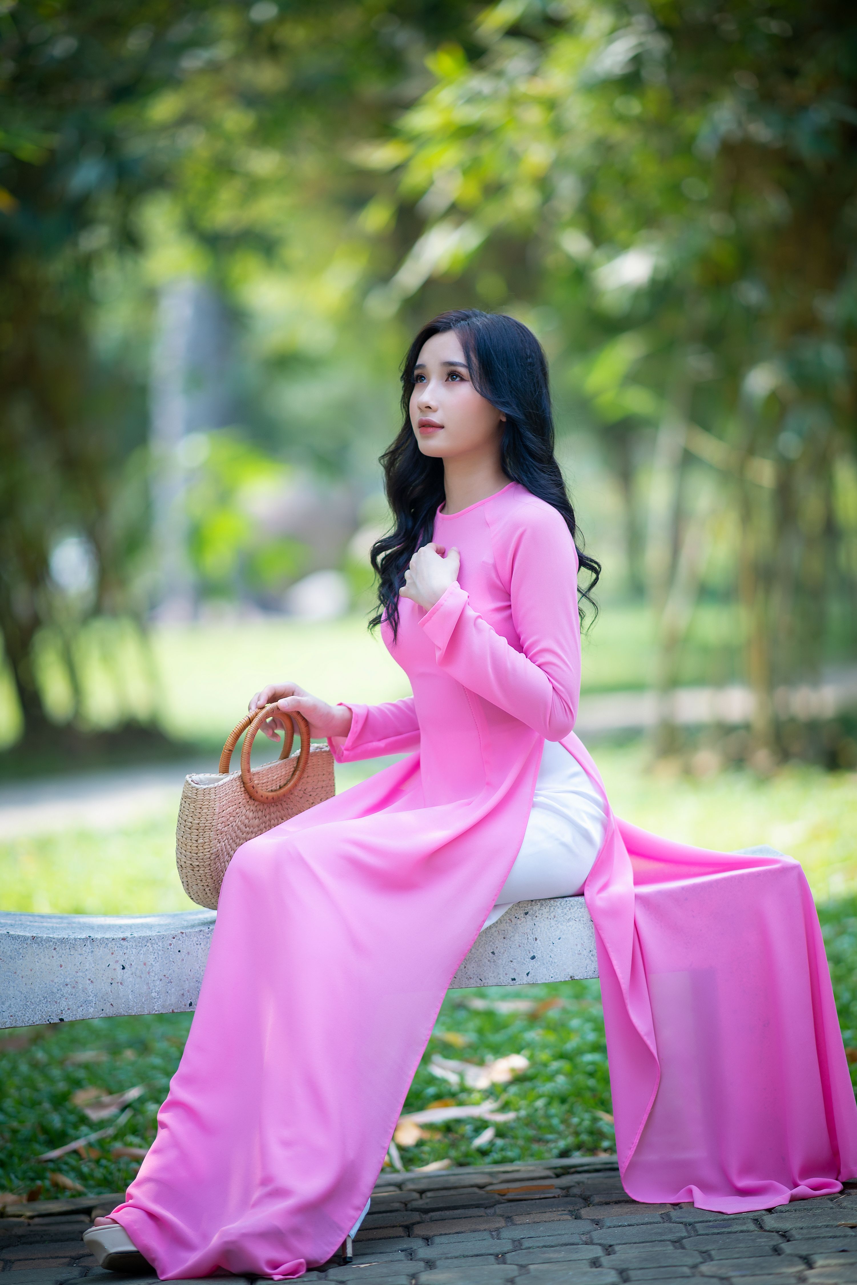 Portrait of a Woman Wearing a Pink Dress · Free Stock Photo