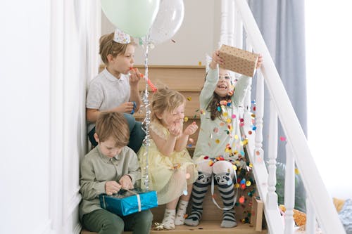 Free Kids on a Birthday Party  Stock Photo