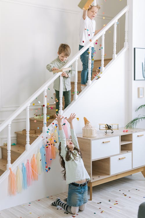 Kids Playing with Confetti