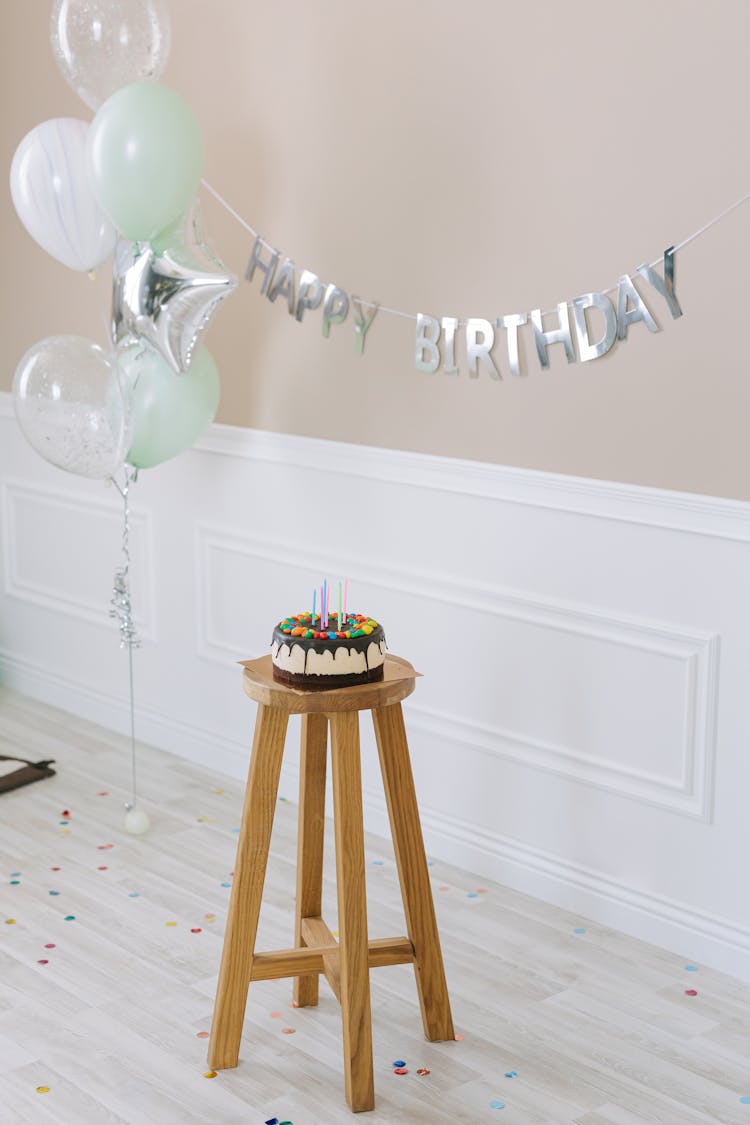 
A Birthday Cake On A Bar Stool