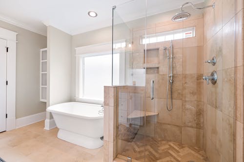 Free A Glass Door on a Shower Area Stock Photo