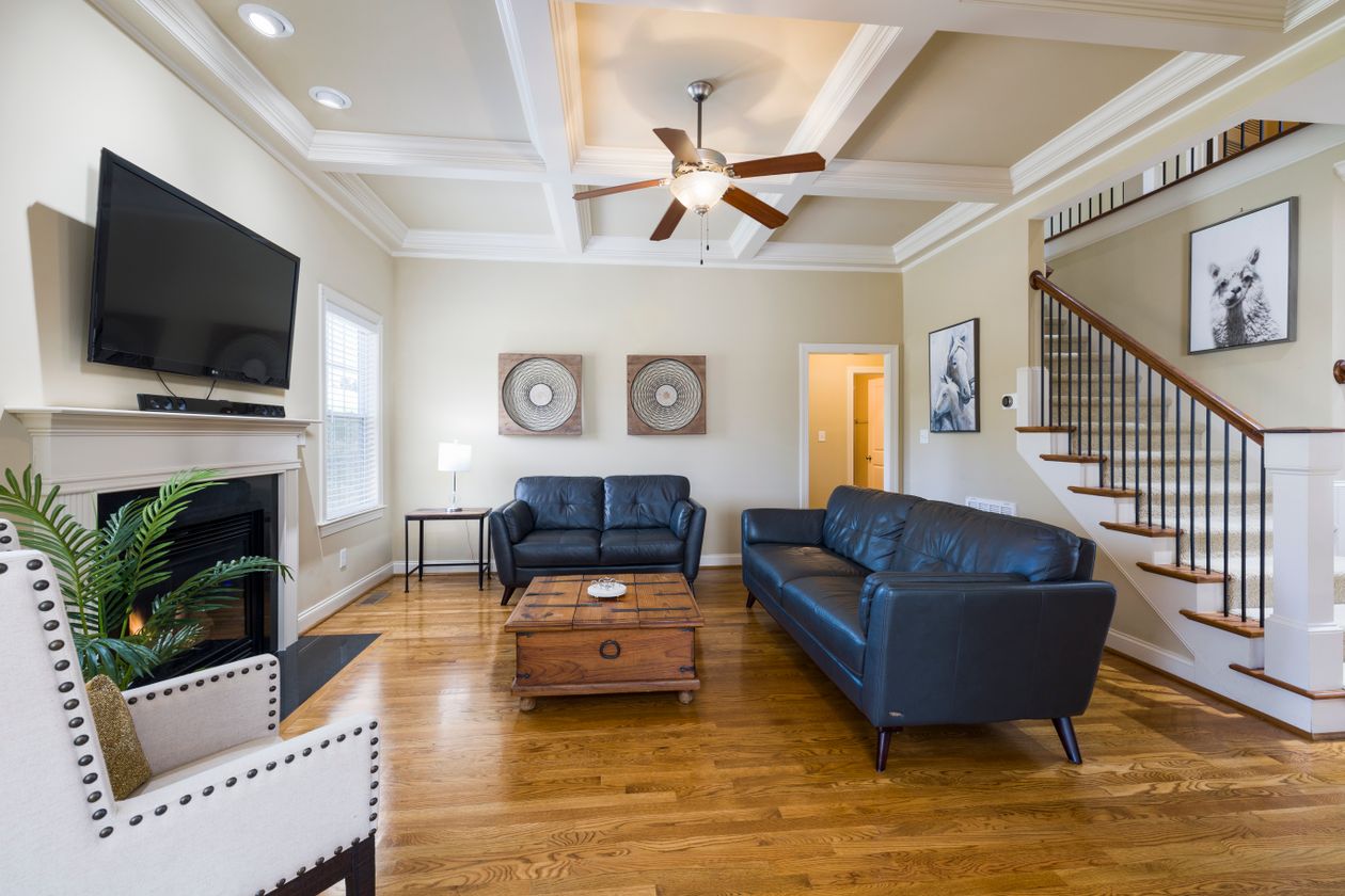 small sofa arrangement with a rug and coffee table