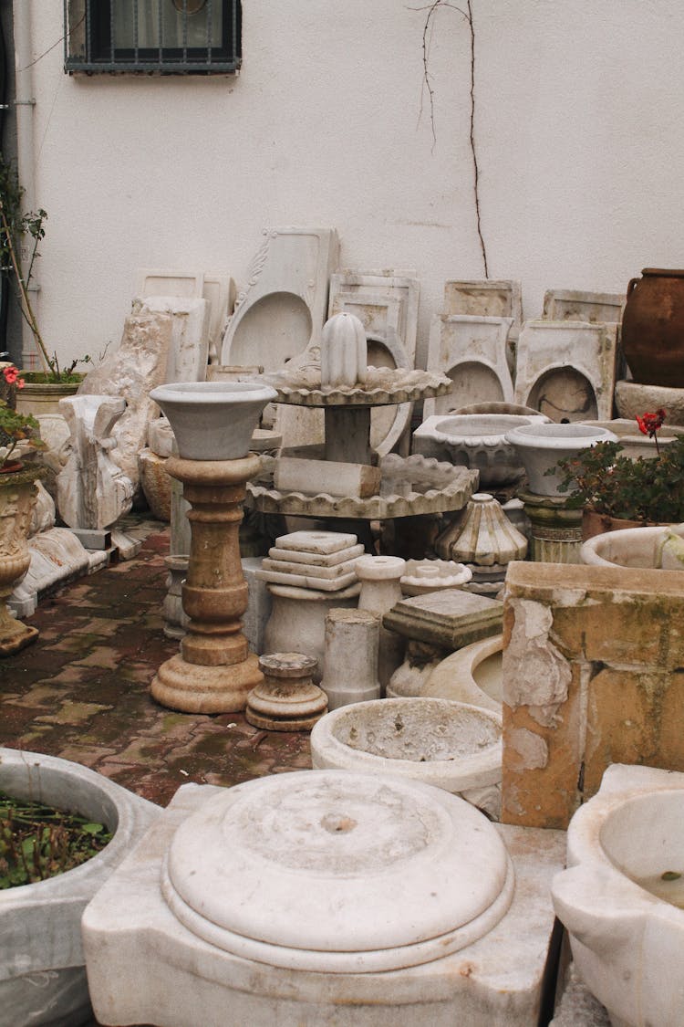 Ancient Ceramic Fountains And Dishes