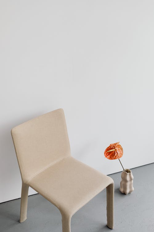 Flower in a Vase Beside a Chair