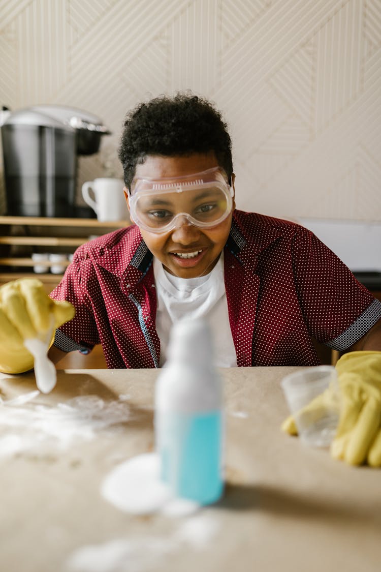 Boy Making Chemistry Experiment