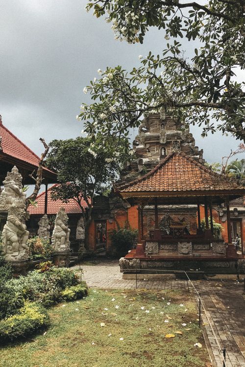 Free Explore the tranquil beauty of a historic Balinese temple courtyard in Ubud, Indonesia. Stock Photo